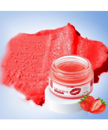 Strawberry Lip Scrub Exfoliator - Natural Lip Exfoliator Scrub for Hydration and Softening Diminishes Lip Lines Brightens and Softens Lips 20g - Perfect Lip Care Treatment - Buy Online on GoSupps.com
