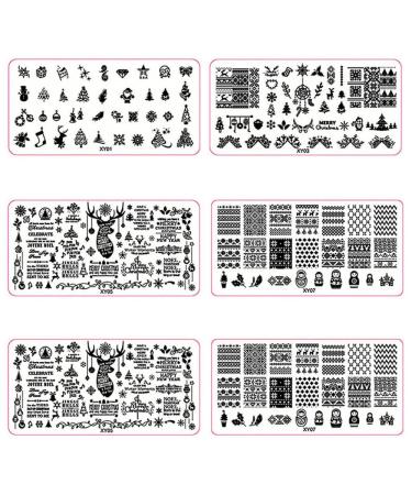 Beauty nail embossing base nail decoration picture art transmit stencil manicure tool party birthday festivals vacation favor for girls women wife friend 6 pieces pack (leno)