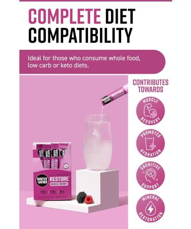 Hunter & Gather Restore Electrolytes Sachet de 30 sachets de poudre de baies M lange de baies Sans sucre Hydratation 100 % naturelle Rapport min ral optimal I Keto I Formul scientifiquement - Buy Online on GoSupps.com