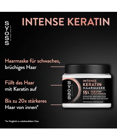 Schwarzkopf Henkel Syoss Hair Treatment Keratin Boost 500 ml 4in1 hair mask with blue lotus for weak and brittle hair the highly concentrated formula ensures up to 92 less hair breakage and reduces frizz - Buy Online on GoSupps.com