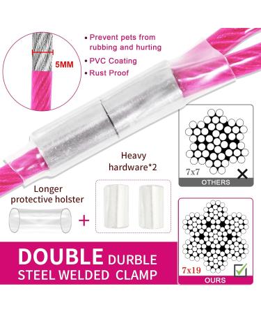 Shock Absorbing 9m Yard Leash for Dogs - Tie Out Leash Cable in Rose Red | Durable Long Distance Outdoor Dog Leash - Buy Online on GoSupps.com