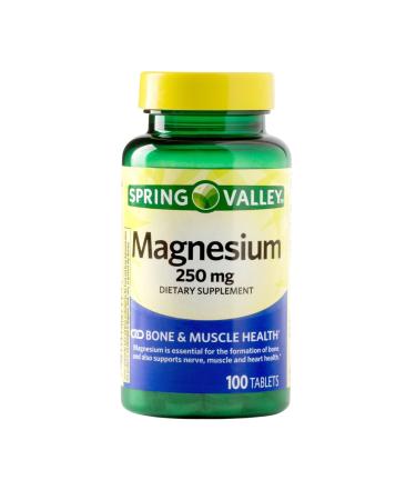 Magnesium 250mg 100 Tablets Daily Magnesium Supplement for Men and Women Vegetarian Magnesio Magnesium Oxide 250 mg Gluten Free Mineral Tablets (Pack of 1) 100 Count (Pack of 1)