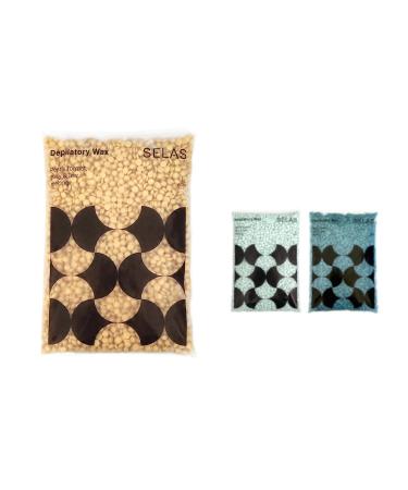 Depilatory Wax Pearls 800g - SELAS | Aloe Vera Gold Blue | No-Band Waxing - Buy Online on GoSupps.com