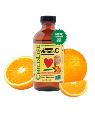 CHILDLIFE ESSENTIALS Liquid Vitamin C - Immune Support, Vitamin C Liquid, All-Natural, Gluten-Free, Allergen Free, Non-GMO, High in Antioxidants - Orange Flavor, 4 Ounce Bottle 4 Fl Oz (Pack of 1)