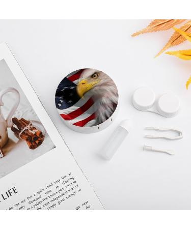 American Bald Eagle USA Flag Contact Lens Case - Portable Travel Lens Box with Mirror - Perfect Gift for Eye Care - Buy Online on GoSupps.com
