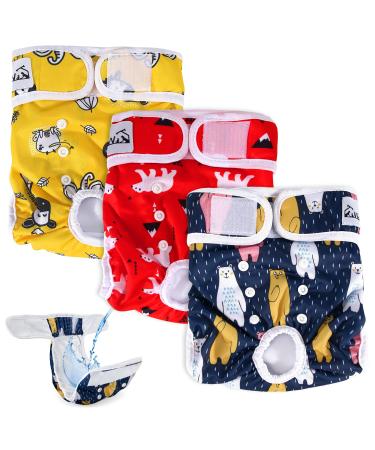 Slowton Dog diapers for bitches 3 of a piece of washable run -off soft high -suction and environmentally friendly heat pants for bitches with adjustable buttons with incontinence & heat pattern M - Buy Online on GoSupps.com
