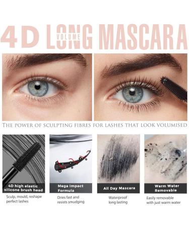 4D Silk Fiber Mascara | Extra Long Lash Extensions & Volume | Waterproof Durable Eye Makeup - Buy Online on GoSupps.com