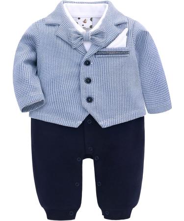Famuka Baby Boy Formal Wedding Suit 6 Months Blue | Gentleman Tuxedo Outfit with Bows | 2 PCS Set - Buy Online on GoSupps.com