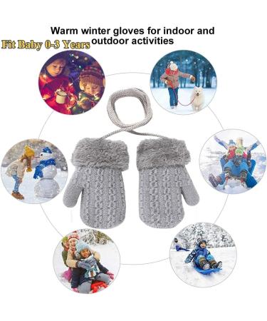 Baby Toddler Furry Winter Gloves | Cozy Knit Mittens for Kids 0-3 Years | Insulated Snow Gloves with Fleece Lining | Warm Gift - Dark Grey - Buy Online on GoSupps.com