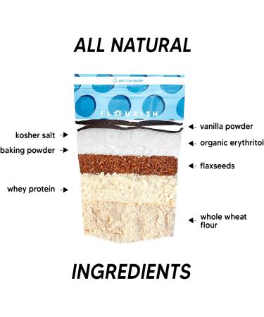 Flourish Protein Pancake & Waffle Mix - Non-GMO Low Sugar High Protein & Fiber Just Add Water - Vanilla 16oz - Buy Online on GoSupps.com