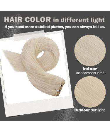 Moresoo Platinum Blonde Human Hair Weft Extensions 24 Inch - Double Weft Sew-in Hair Extensions 100g #60 - Buy Online on GoSupps.com