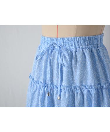 LAEMILIA Women's Floral Print Flared Mini Skater Skirt - Light Blue - Buy Online on GoSupps.com