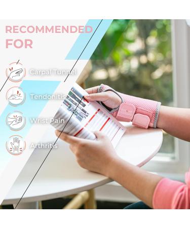 Buy Upgraded Carpal Tunnel Wrist Brace - Left Hand Pink S/M | Comfortable Hand Splint for Arthritis Tendonitis & Sprains - Perfect Fit for Men & Women - Buy Online on GoSupps.com