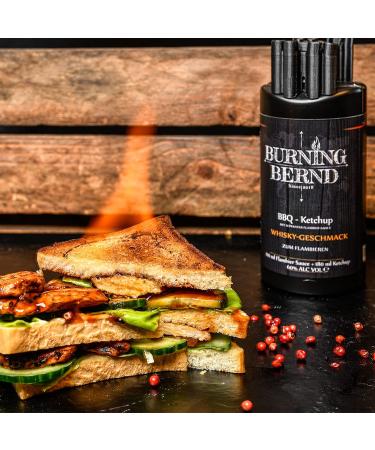 BBQ Ketchup for Flamb ing | Gourmet Grill Gift Box | Burning Bernd Whisky Flavor & Gun Powder Chili Salt - Buy Online on GoSupps.com