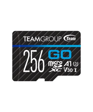 TEAMGROUP GO Card 256GB Micro SDXC UHS-I U3 V30 4K for GoPro & Drone & Action Cameras High Speed Flash Memory Card with Adapter for Outdoor, Sports, 4K Shooting, Nintendo-Switch TGUSDX256GU303