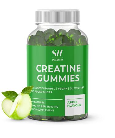 SW Creatine Gummies - Apple Flavour - Zero Added Sugars - 3000mg Creatine Monohydrate for Superior Muscle Growth & Fast Recovery Vitamin C - Pre Workout Supplement Gluten Free and Vegan