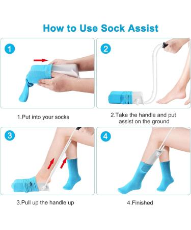 Antdvao Sock Assist Adjustable Sock Helper with Foam Handle Use for Elderly People who are Inconvenient to Bend Over Sock Aid Device That Can Wear Socks Without Bending Over White-01 - Buy Online on GoSupps.com