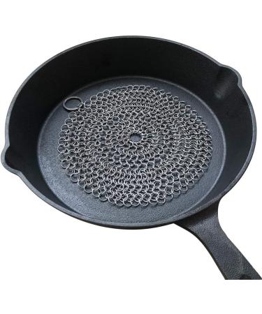 Chainmail Cast Iron Cleaner - Premium 316 Stainless Steel Scrubber for Skillet, Wok, Pot, Pan - Pre-Seasoned Dutch Oven Waffle Iron - 7 inch Round - Skillet Cleaner - Buy Online on GoSupps.com