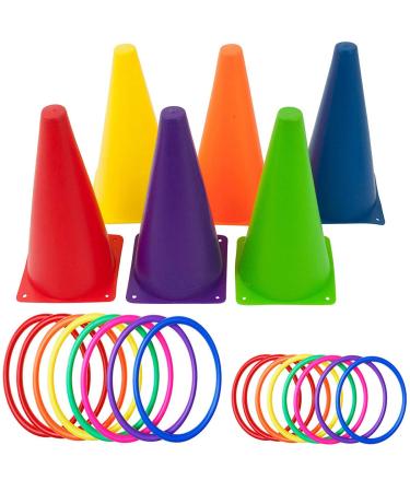 OBTANIM 26 Pcs Plastic Cones Ring Toss Combo Set Outdoor Carnival Games for Kids Adults Birthday Party Throwing Backyard Games