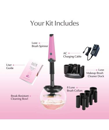 Luxe Pink Electric Makeup Brush Cleaner with Solution | USB Charging, 3 Speeds, Instant Wash & Dry - Buy Online on GoSupps.com