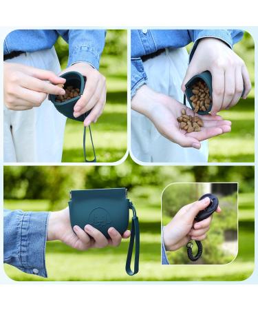 Silicone Dog Treat Pouch with Clicker - Dark Green | Pet Training Bag for Dog & Cat | Pocket Size, Easy to Clean & Odorless - Buy Online on GoSupps.com