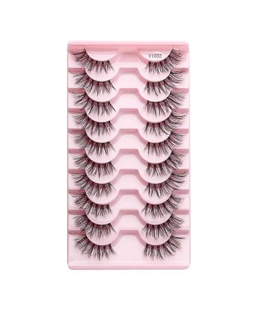 10 Pair False Eyelashes Reusable Thin Half False Eyelashes with Transparent Box Easy to Apply and Remove Fiber Natural False Eyelashes for Time-Saving Gift for Mom Grandma Wife Daughter(size:B)