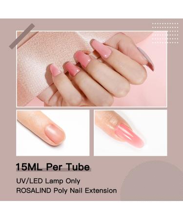 ROSALIND Nude Poly Nail Gel Set - 6Pcs Opal Clear Pink Brown Colors - DIY Acrylic Extension Nail Art - Buy Online on GoSupps.com