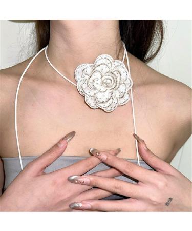 Oralgos Elegant Rhinestone Flower Trailer Necklace - Stylish Sparkling Neck Band Decoration - Buy Online on GoSupps.com