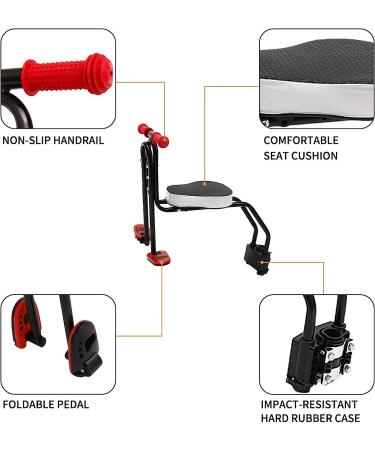 YSONG Children's Bicycle Seat | Front-Mounted Adjustable Child Safety Seat (Up to 110 Pounds) - Black Red ZY1 - Buy Online on GoSupps.com