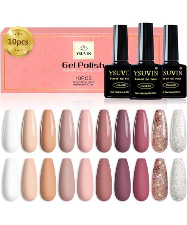 Yueshop White Beige Collection Gel Nail Polish Set - 6 Nude & Natural Skin Tone Colors - Soak Off UV LED Lamp - Manicure Kit 8ml x 6 - Buy Online on GoSupps.com