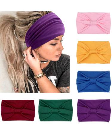 VENUSTE Wide Headbands for Women's Hair Fashion Knotted Head Bands for Adult Women Hair Accessories 6PCS (Bright Color)