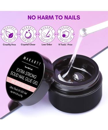 Makartt Solid Nail Glue Gel - Extra Strong Adhesive for Press On & Acrylic Nails - Long-Lasting Clear Hard Gel for Nail Art - UV Light Cured - Buy Online on GoSupps.com