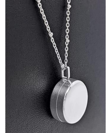 Round Pill Locket Necklace | Secure Closure Pill Box Jewelry for Nitroglycerin & Keepsakes - 26" Silver - Buy Online on GoSupps.com