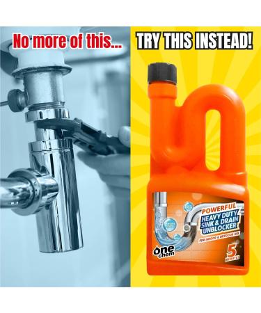 One Chem Heavy Duty Sink and Drain Unblocker 2 x 750ml - Powerful formula for indoor and outdoor use 750 ml (Pack of 2) - Buy Online on GoSupps.com