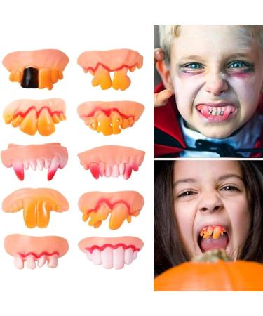 Zceplem 5 PCs Fake Teeth - Funny Gnarled Teeth Gag Props for Halloween Parties & Costume Decorations - Buy Online on GoSupps.com