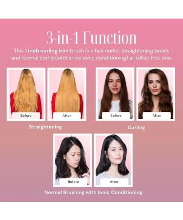 Alure Heated Styling Brush - 3-in-1 Ionic Curler & Straightener | Anti-Scald Nylon Bristles | Electric Curl Wand for All Hair Types | Best Curling Iron Alternative for Short Hair - Buy Online on GoSupps.com