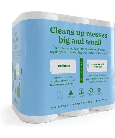 Caboo Tree Free Bamboo Paper Towels - Earth Friendly Sustainable Kitchen Paper Towels - 6 Rolls, 2 Ply Sheets - 6 Count - Buy Online on GoSupps.com