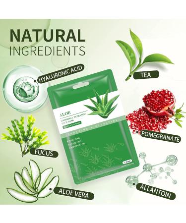 Aloe Vera Hydrating Face Mask - Soothing, Calming & Nourishing Skincare for All Skin Types - 10 Pack 25ml/0.8oz - Buy Online on GoSupps.com