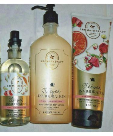 3 x ROSE TANGERINE TEA INVIGORATION Mist Lotion Cream bath body aromatherapy