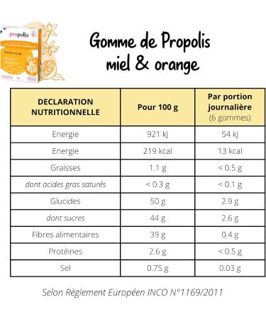 PROPOLIA - Propolis gum Honey & Orange - Soothes throat and freshens breath - Dietary supplement - 100% natural - Made in France - 45 g - Buy Online on GoSupps.com