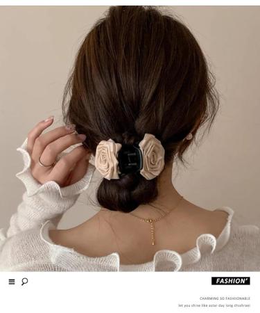 Dry and Withered Rose Claw Clip for Women's Side Hair Clip Fresh and Sweet Rose Ponytail Clip Coffee Flower Gripper - Buy Online on GoSupps.com