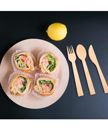 100pcs ZHUZHIYUAN Disposable Bamboo Utensils | Compostable Cutlery Set - 50 Forks, 25 Knives, 25 Spoons | Biodegradable Eco-Friendly Utensils for Camping, Parties, and Home Use - ZS029TA - Buy Online on GoSupps.com