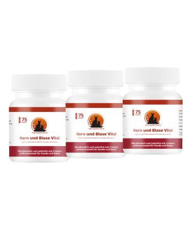 Vital paws 3x75 urine and bladder vital capsules for dogs & cats with cranberry mannose and nettle herbal home remedies - recipe for the bubble and urinary tract 3x75 capsules