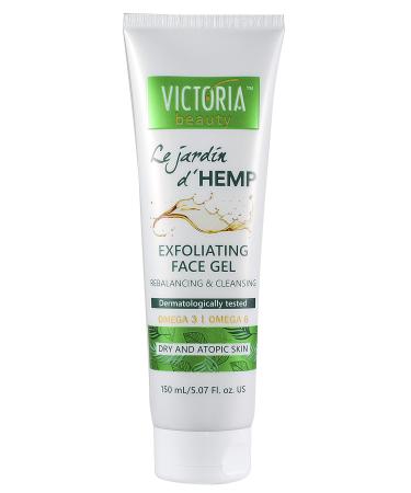Victoria Beauty Jardin D' Hemp Face Wash for Sensitive Atopic and Dry Skin - Gentle Exfoliating Gel Face Cleanser with Hemp Oil Lactic Acid Omega 3 and 6 for Women and Men 150ml