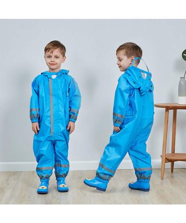 De feuilles Kids Button Rain Suit All-in-one Waterproof Puddle Suits Hooded Raincoat Jumpsuit 4-6 Years Blue - Best Children's Rain Suit - Buy Online on GoSupps.com