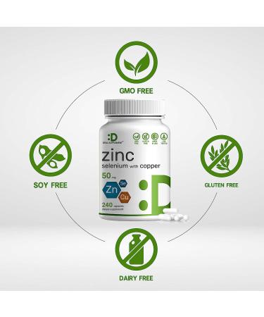 Zinc 50mg + Selenium 200mcg + Copper 240 Capsules | 8 Month Supply | Mineral Formula for Immune Support | Zinc Picolinate Complex Supplement - Buy Online on GoSupps.com