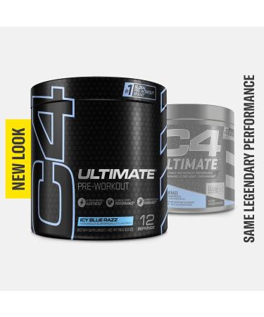 Cellucor C4 Ultimate Icy Blue Raz Pre Workout Powder - Sugar Free Energy Supplement for Men & Women | 300mg Caffeine + 3.2g Beta Alanine + 2 Patented Creatines | 12 Servings - Buy Online on GoSupps.com