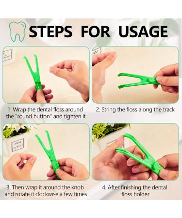 Chengu 10-Piece Reusable Dental Floss Holder Set - Eco-Friendly Flosser & Handle for Effective Oral Care (Blue & Green - Buy Online on GoSupps.com