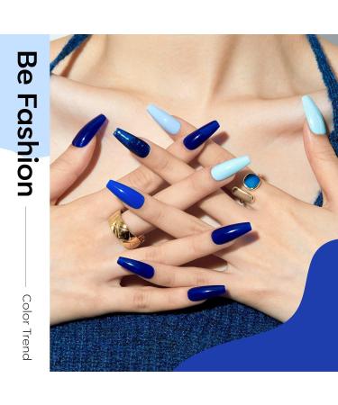 Modelones Blue Gel Nail Polish Set 6 Colors Royal Blue Sky Blue Glitter Navy Blue Nail Gel Polish Kit Light to Dark Shades Soak Off Gel Nail Art Salon Design Home Manicure Holiday Gifts for Women Girls - Buy Online on GoSupps.com