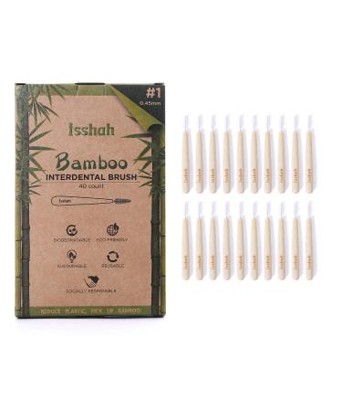 Isshah Biodegradable Bamboo Handle Interdental Brushes Between Teeth Cleaner Deep Clean Toothpick, Size 1 (0.45mm), 40 Count - Buy Online on GoSupps.com